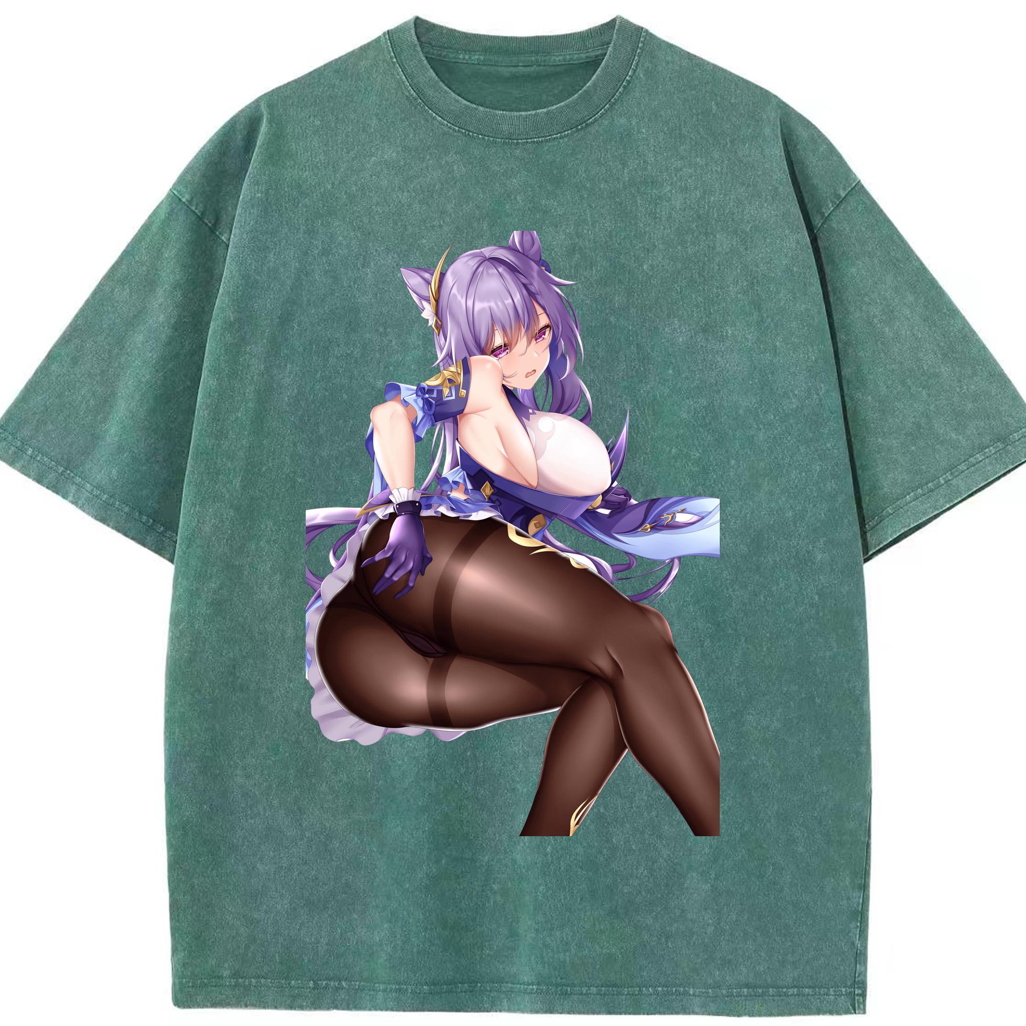 げんし神 刻晴 こくせい genshin Kokusei 綿100% ヴィンテージ風 半袖Tシャツ（フロントプリント）